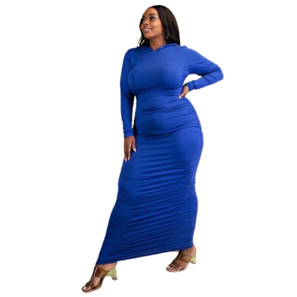 Hooded Maxi Dress | Royal Blue - Picture 3 of 5